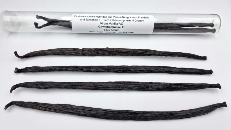 Exklusive Vanille-Hybriden aus Papua-Neuguinea - Planifolia und Tahitensis +- 16cm 2 Schoten je min. 4 Gramm